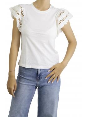 T shirt tinta unita con volant Only